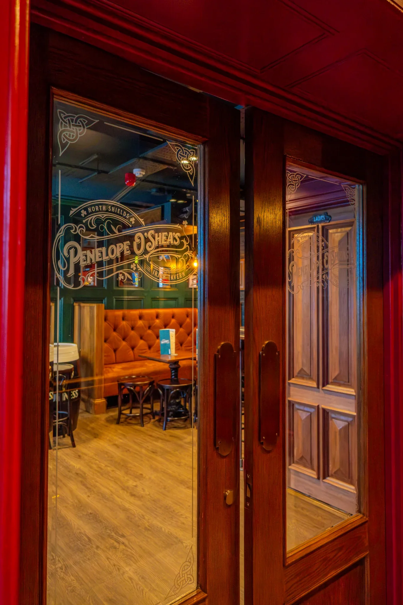 Entrance and seating on the middle floor at Penelope O'Shea's