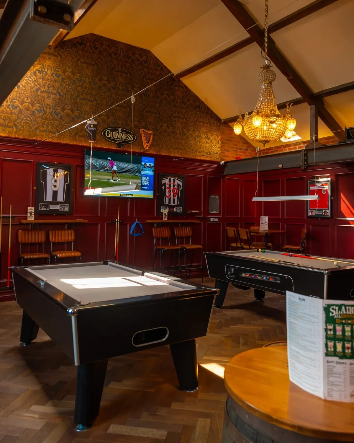 Two pool tables on the top floor at Penelope O'Shea's